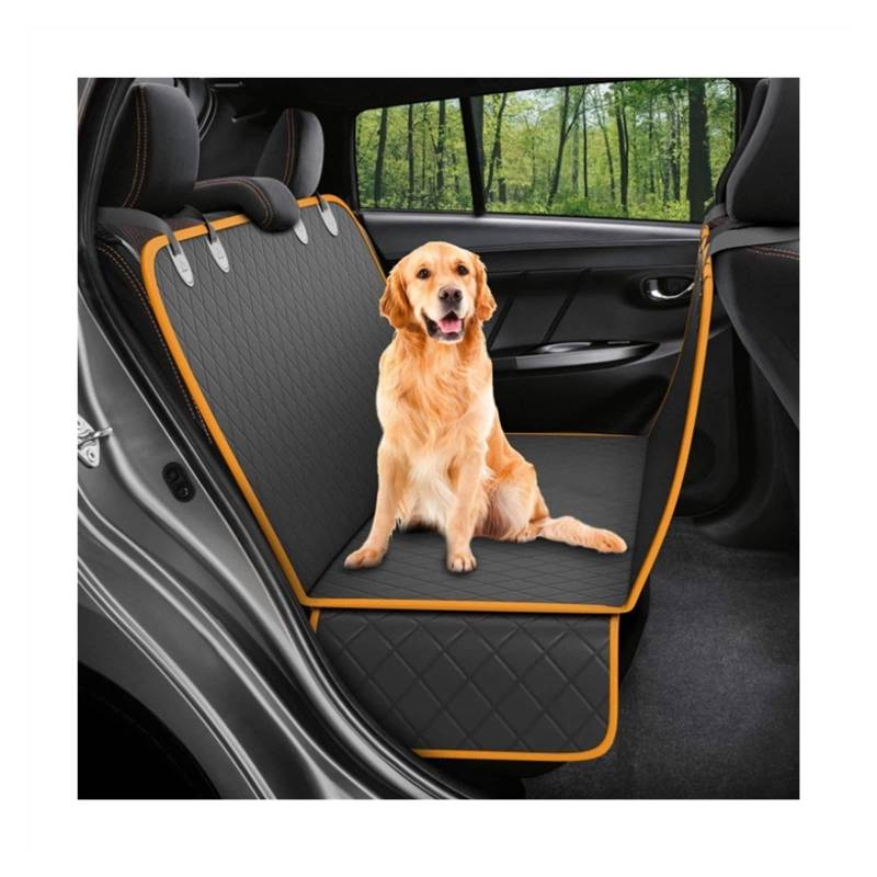 RLVYTA Hundedecke Autositzbezug Hund Automatte Haustier Hund Auto Rücksitzkissen Hängender Matratzenschoner Autoschondecke für Hunde(Orange Border) von RLVYTA