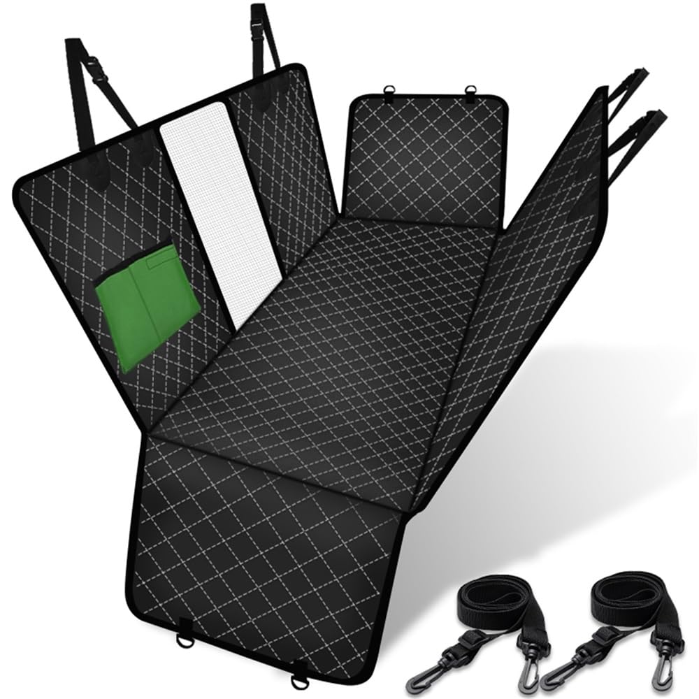 RLVYTA Hundedecke Hundeauto Sitzbezug Mesh Pet Carrier Hängematte Sicherheitsschutzpfanne Rückfahrzeugmatte Mit Reißverschluss Und Tasche Autoschondecke für Hunde(Black) von RLVYTA