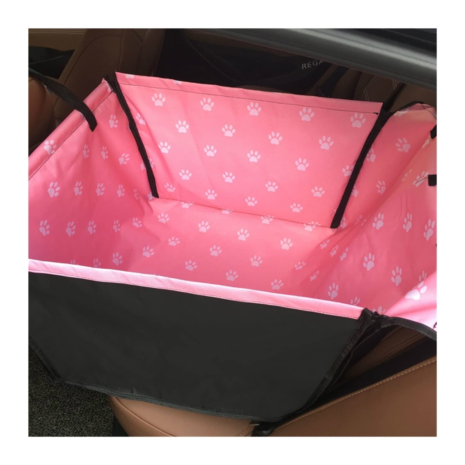 RLVYTA Hundedecke Pet Carrier Hundeautositzkissen Federmatratze Hundetransport Autoschondecke für Hunde(Pink Footprint) von RLVYTA