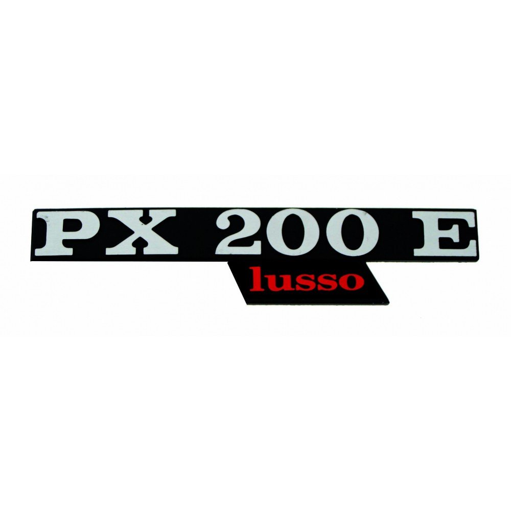 Emblem/Schriftzug ' PX 200 E lusso ' Seitenhaube für Vespa PX 200 Lusso - 2 Pins Lochabstand 105mm von RMS