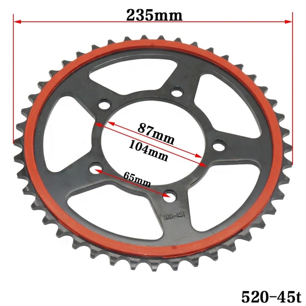 Motorrad Kettenrad Zahnplatte Kettengetriebe kompatibel mit GW250 DL250 GSX250R 520 45T 46T 47T Silent Driving Wheel(45T) von RMXGZQ