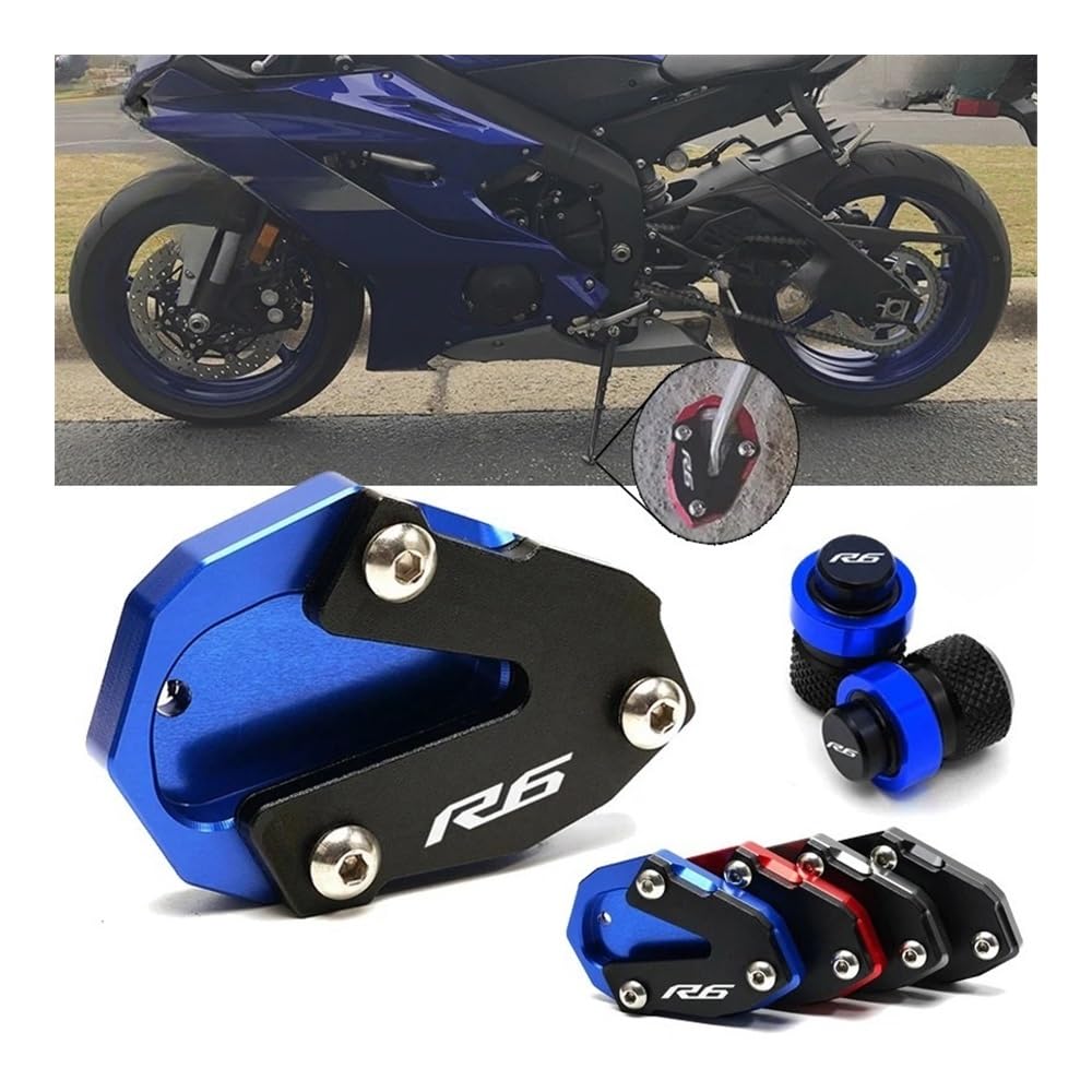 Verlängerung Platte Seite Fuß Ständer Für YAMA&HA YZF-R6 YZF R6 YZFR6 2017-2021 2022 Motorrad CNC Ständer Seitenständer Verlängerung Vergrößern & Reifen Ventilschaftkappen von RNKJFJGW