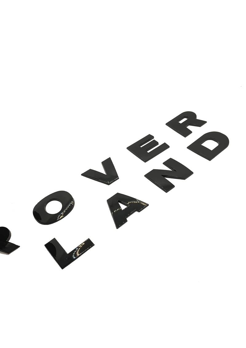 RNR Schriftzug Schwarz Glanz Piano Buchstaben für Land Rover Neu+Schablone von RNR