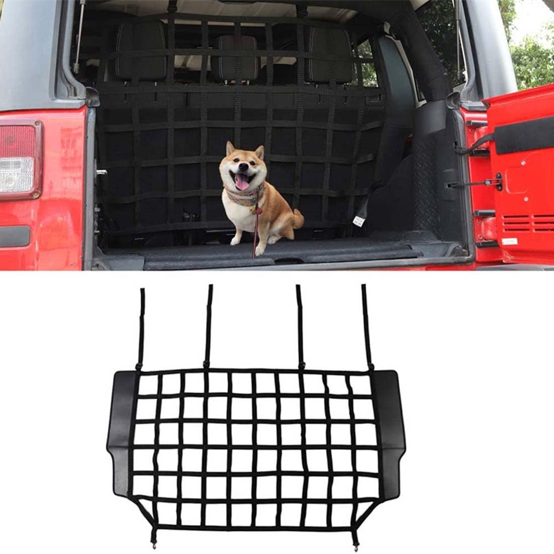 Schutzisolierung Haustier-Trennnetz für Jeep Wrangler JK JL 2007+, Sitzfrachtnetz Nylon Auto Heckkoffer Sicherheitsnetz Hundebarriere von ROBAUN