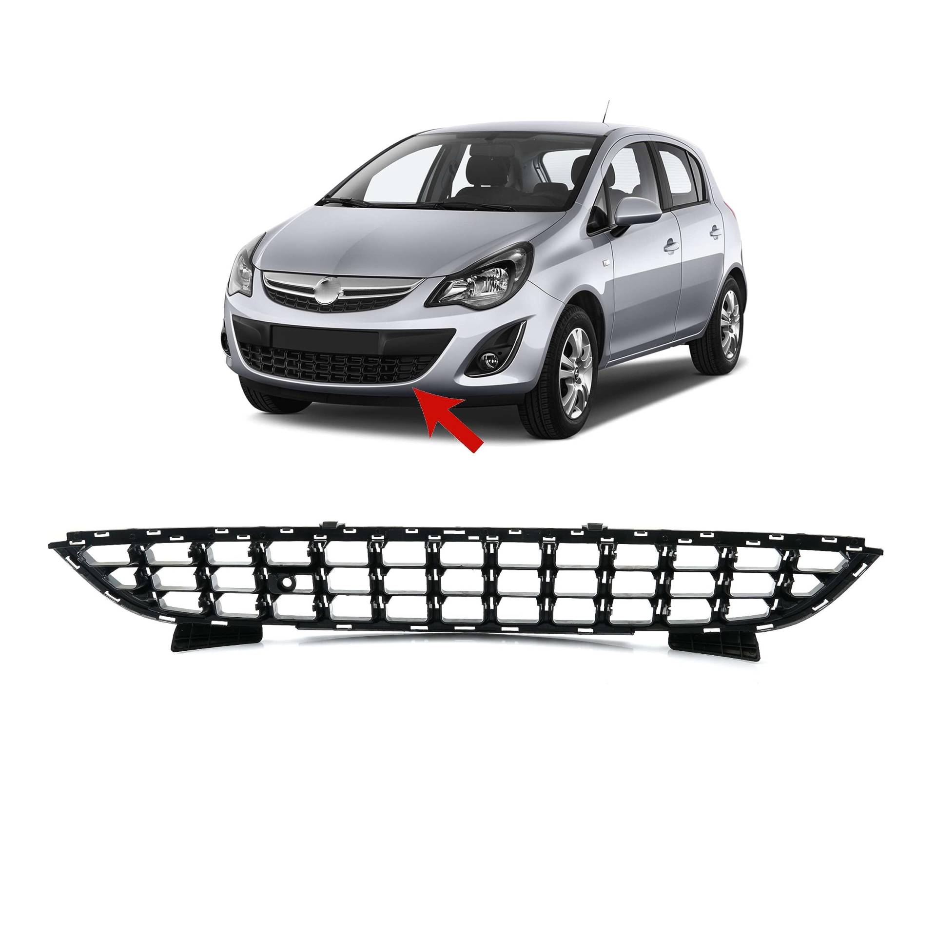 ROBUST Gitter Grill Stossstange Vorne Mitte für Opel Corsa D 1400871 1320196 13344422 2011-2014 von ROBUST CAR PARTS