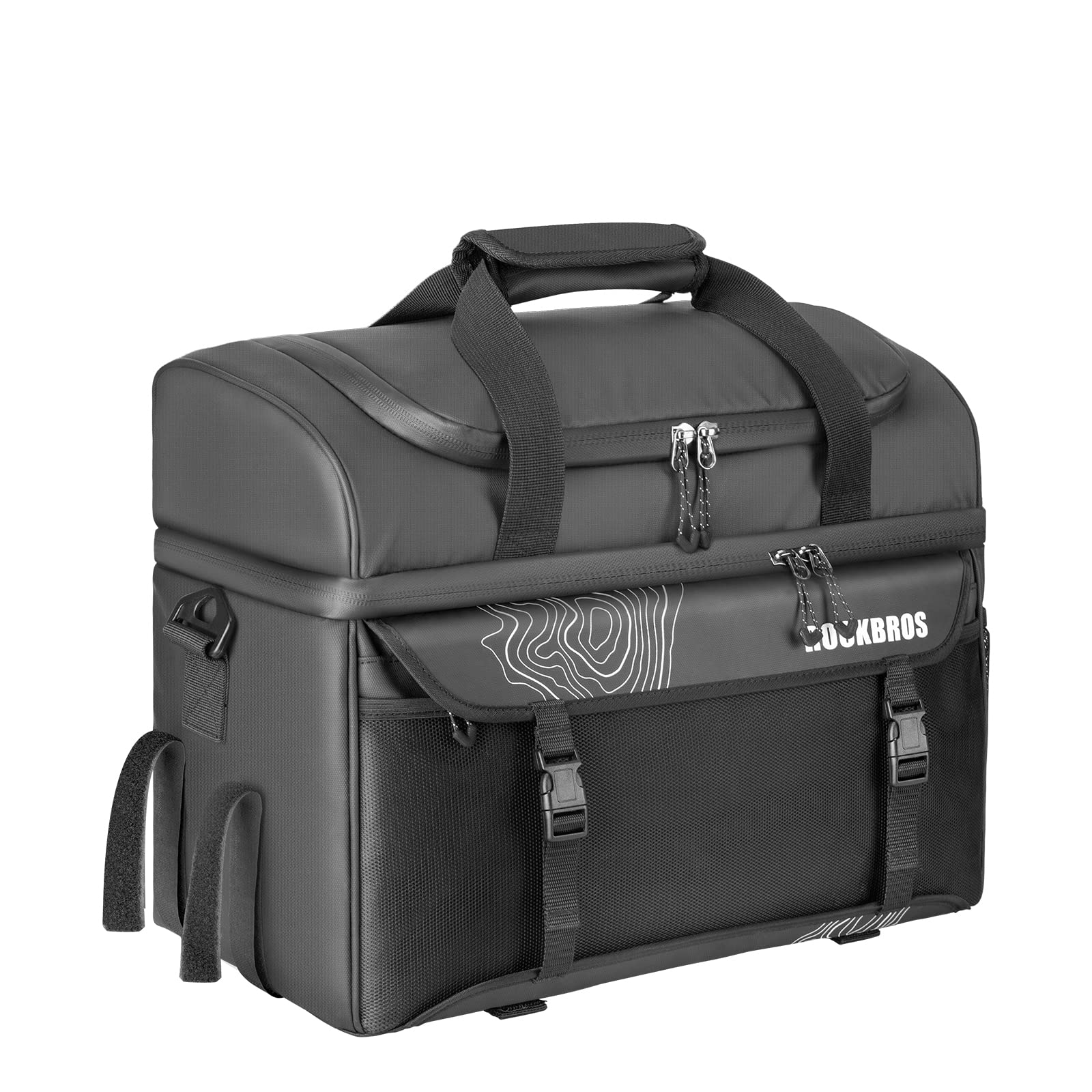 ROCKBROS Fahrrad Gepäckträgertasche 11L Kühltasche Transporttasche mit Schultergurt Doppel-Fächern Isolierte Lunch Tasche Schwarz von ROCKBROS