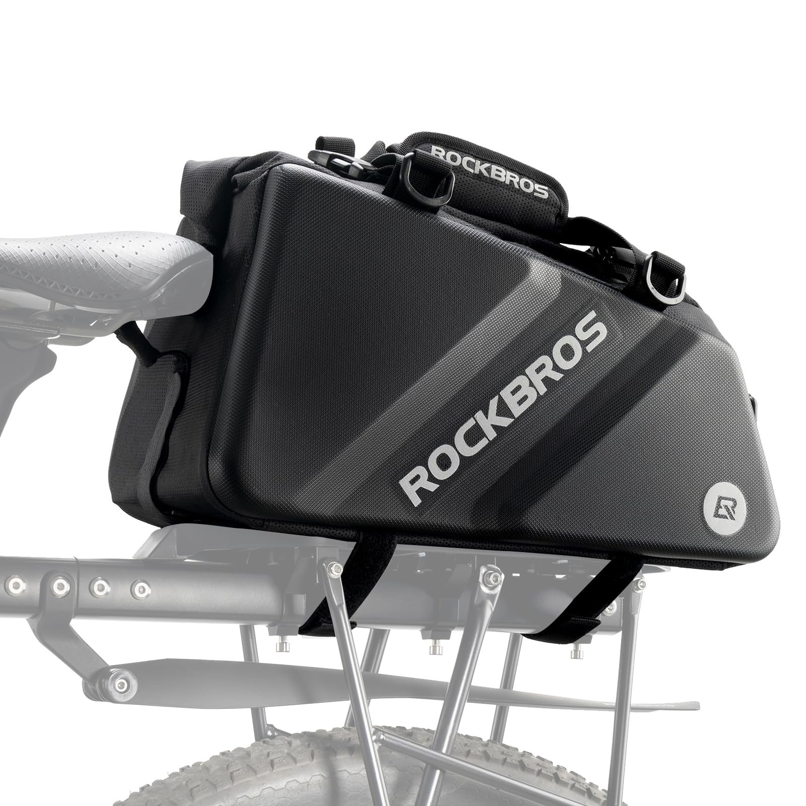 ROCKBROS Fahrrad Gepäckträgertasche Fahrrad-Rücksitztasche Hinter Transporttasche 11,6 L Fahrrad Hartschalen Tasche Umhängetasche mit Schultergurt Reflektierend Schwarz von ROCKBROS