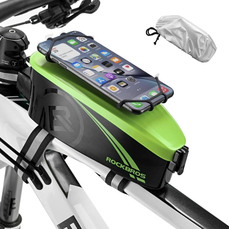 ROCKBROS Fahrrad Rahmentasche Wasserdicht Lenkertasche Handyhalterung mit Regenschutz Oberrohrtasche für 4-6,7 Zoll Smartphone 4 Farben von ROCKBROS