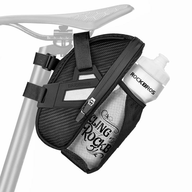 ROCKBROS Fahrrad Satteltasche Fahrradsitztasche mit Flaschenhalter für MTB Rennrad Wasserdicht Kratzfest Reflektierend mit/ohne Wasserflasche von ROCKBROS