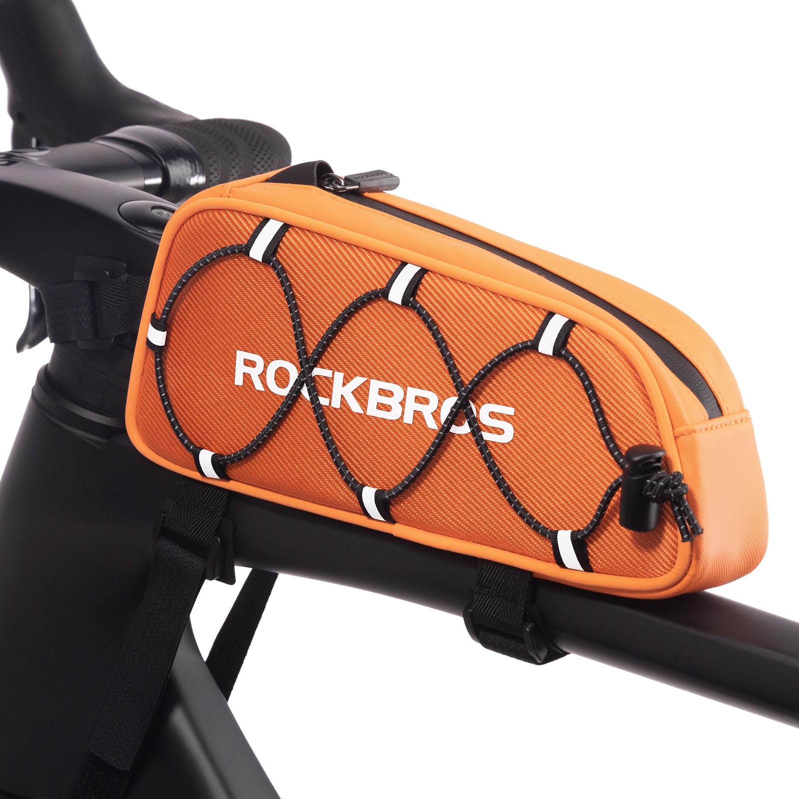 ROCKBROS Fahrradtasche Fahrrad Rahmentasche Oberrohrtasche für MTB Rennrad E-Bike 1 L Reflektierend Orange von ROCKBROS