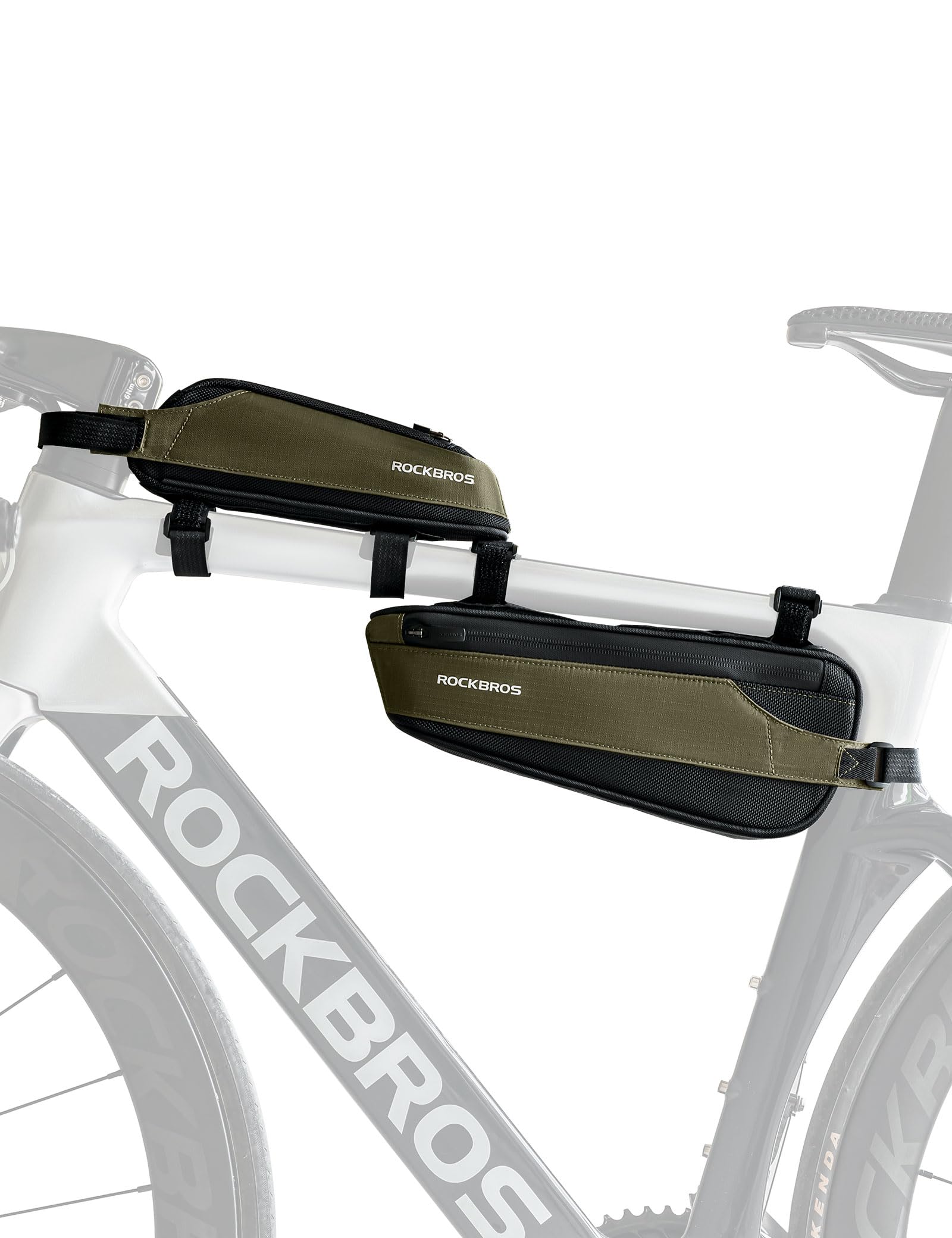 ROCKBROS Fahrradtasche Reflektierende Oberrohrtasche + Rahmentasche 2 in 1 Abnehmbare Fahrradzubehör Große Kapazität von 2L für Mountainbikes, Rennräder, Gravelbikes von ROCKBROS