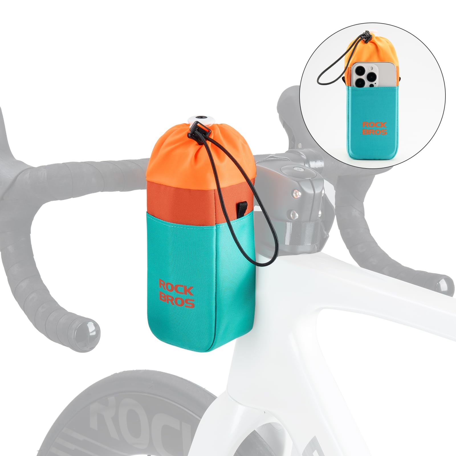 ROCKBROS Flaschenhalter Tasche, Fahrrad Trinkflaschenhalter Lenkertasche mit isolierte Aluminiumfolie und Schultergurt, Fahrradtasche für Wasserflaschenhalter Getränkehalter ohne Schrauben e-Bike MTB von ROCKBROS