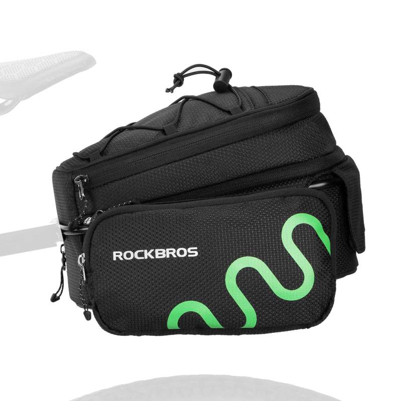 ROCKBROS Gepäckträgertasche für Fahrrad 6-8L Fahrradtasche Mit Halterung Regenschutz Reflektierend Schnell Abnehmbare Schwarz von ROCKBROS