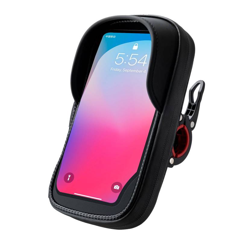 ROCKBROS Fahrrad Lenkertasche, 360° Drehbar Handyhalterung für 6.7 Zoll Smartphone, Wasserdicht, Multifunktional, Kohlefaser PP, Schwarz von ROCKBROS