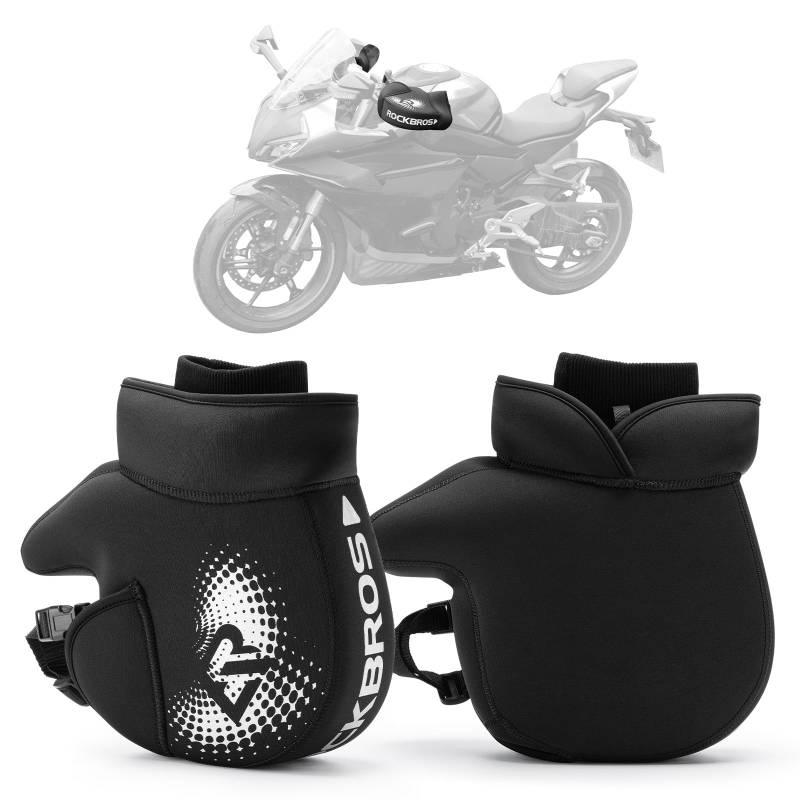 ROCKBROS Motorrad Handschuhe Winter Lenkerstulpen Lenker Handschuhe für Motorrad Warm Winddicht Motorradhandschuhe Schwarz von ROCKBROS