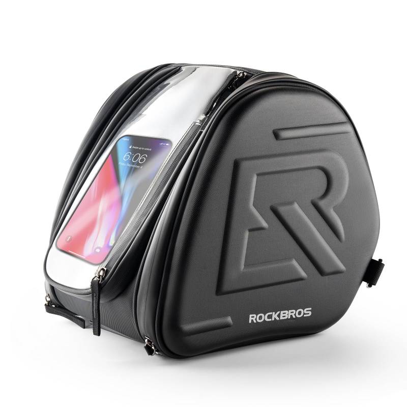 ROCKBROS Motorradtasche Motorrad Tankrucksack, 14L Touchscreen Satteltasche Sitztasche, Starke Hecktasche mit Handyhalter für Yamaha XMAX300 NMAX155 Honda PCX160 von ROCKBROS