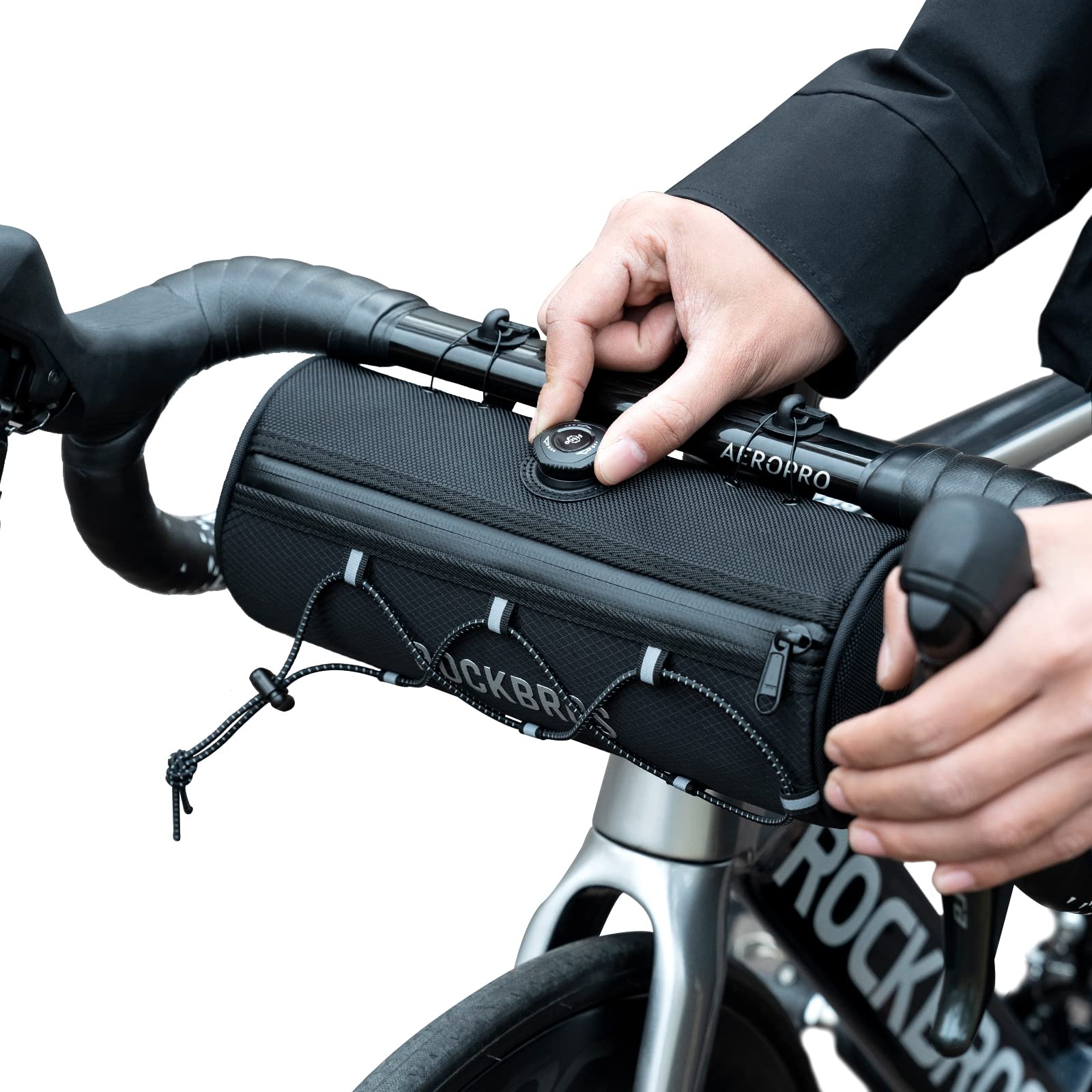 ROCKBROS Road-to-Sky Fahrrad Lenkertasche Fahrradtasche Lenker Vordertasche 1,5L Wasserabweisend Reflektierend Modern 5 Farben für Mountainbikes, Rennräder, Citybikes Schwarz von ROCKBROS