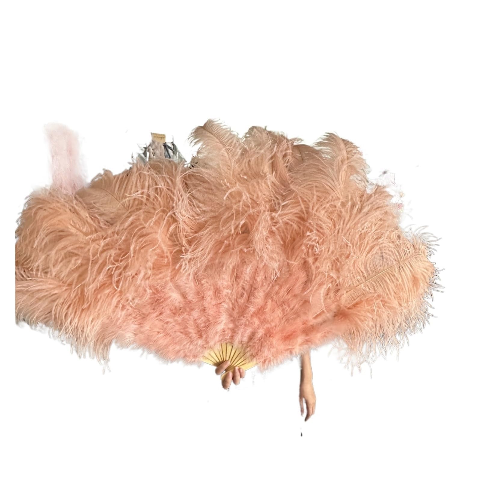 ROJDFCNBW Faltfächer, Handfächer, Rosa großer Straußenfeder-Fächer, 100 cm und 130 cm, handklappbarer Feder-Fächer for Party, Tanzshow, Performance-Requisiten, Fächerfeder, Rosa(Pheasant Pink,130cm) von ROJDFCNBW