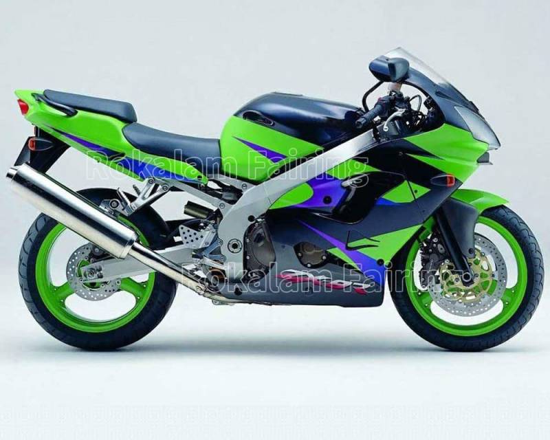 2000 2001 ZX 9R Custom Motorrad Karosserie Armaturen für Kawasaki Ninja ZX9R 00 01 ZX-9R grün-blau Motorrad Verkleidung Kit von ROKALAM