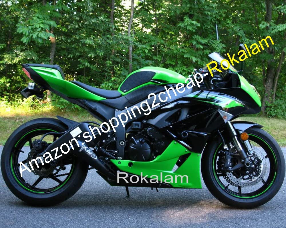 Für Kawasaki Ninja ZX6R ZX-6R 09 10 11 12 ZX636 ZX6R 636 ZX-636 2009 2010 2011 2012 Grün Schwarz Verkleidungsset (Spritzguss) von ROKALAM