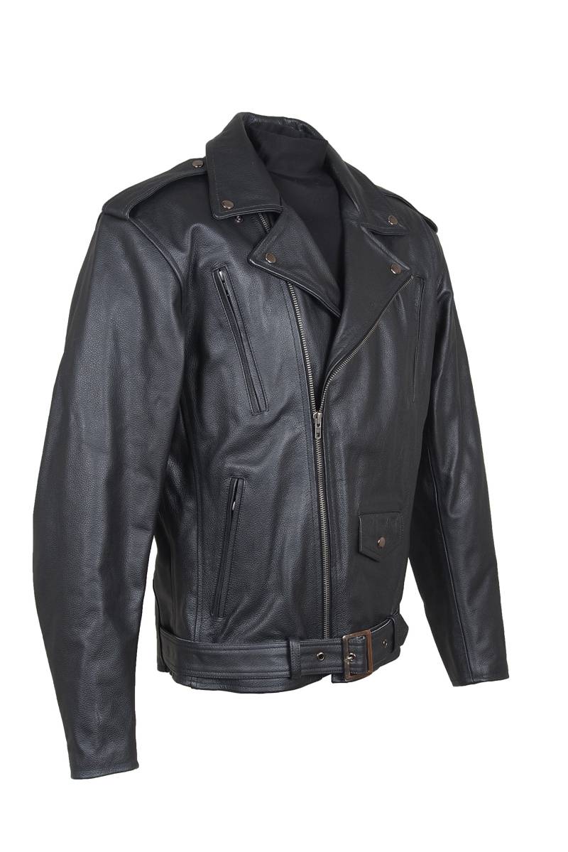 Roleff Racewear Kurze Motorrad Lederjacke im Brando Style, Schwarz, Größe 7XL von Roleff Racewear