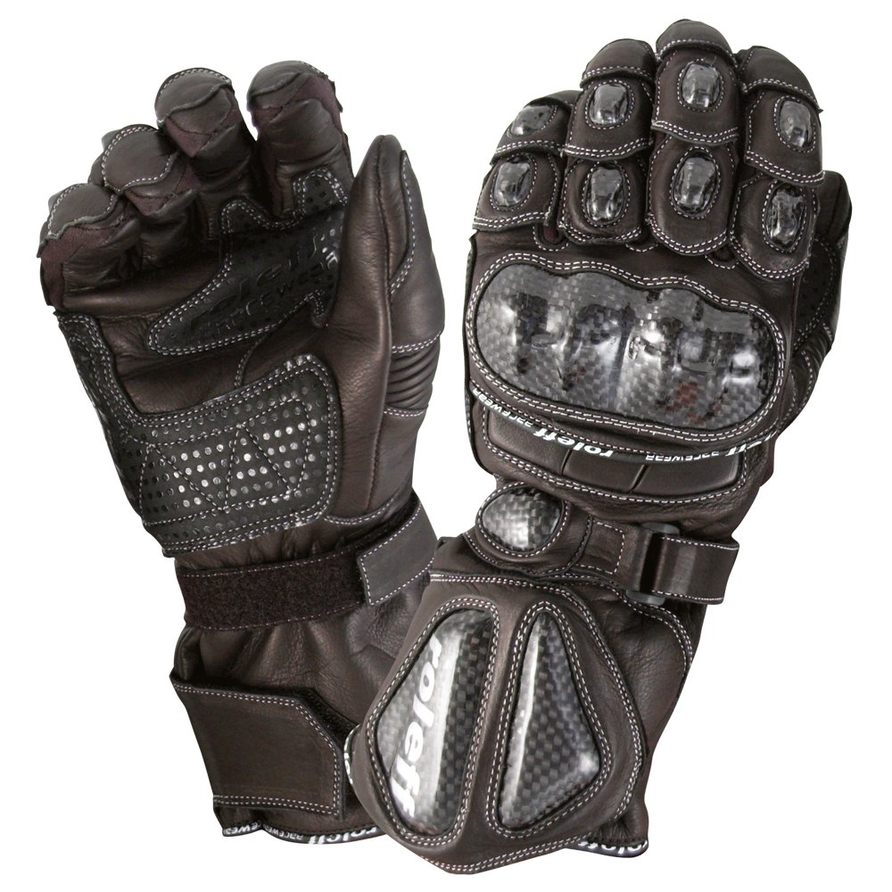 ROLEFF RO67 Premium Leder Motorradhandschuh mit Aramid Verstärkungen - Knöchelschutz, Handrückenverstärkung, und Komfort-Stretchzonen - Lange Stulpe und Antirutsch Material, Schwarz, L von ROLEFF