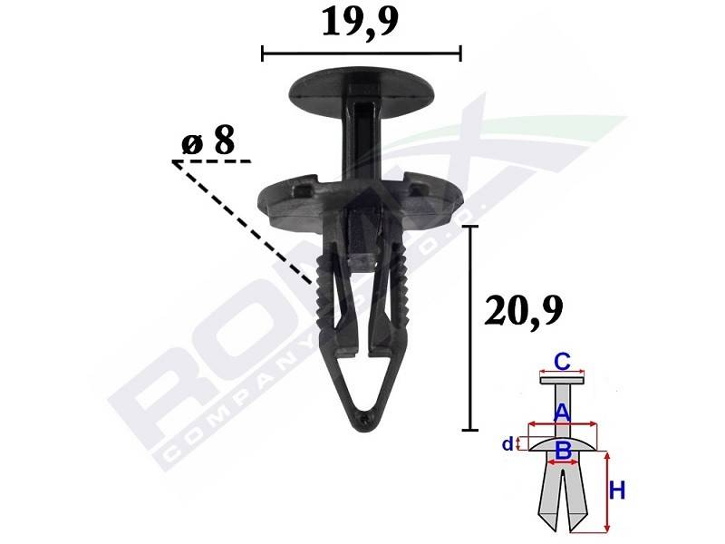 ROMIX Clip, Zier-/Schutzleiste FORD,FIAT,JEEP C70614 06510891AA von ROMIX