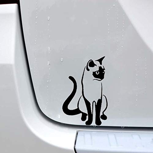 ROMOER 9,1 cm * 14 cm Kätzchen Siamkatze Süße Haustier Tier Kunst Auto Aufkleber Vinyl Aufkleber Schwarz Silber(2Stück) von ROMOER