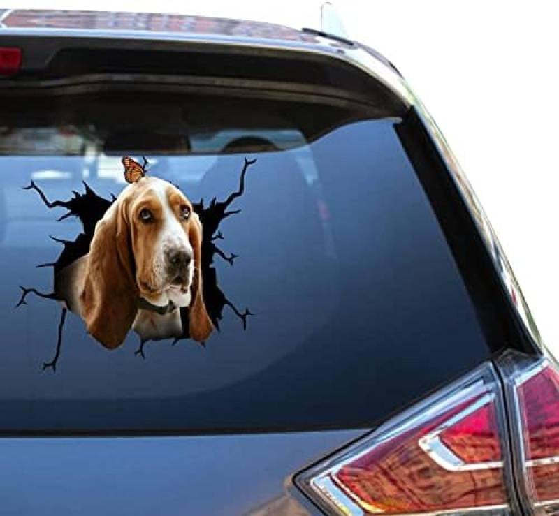 Autoaufkleber Basset Hound Bassett Hound Aufkleber Rückseite Vinal Racing Aufkleber Für Mann Lustige Witze Stoßstange Rennen von ROMOER