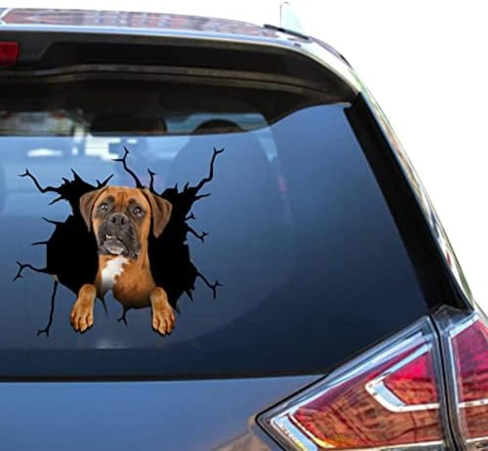 Boxer-Aufkleber Mit Kamelien-Print Für Autofenster, Wasserdicht, UV-beständig, Lebendiges Design, Einfache Anwendung Und Langlebige Haltbarkeit. (Boxer-Autoaufkleber Mit Rissen),Boxer-Autoaufkleber von ROMOER