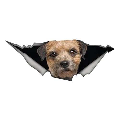 ROMOER (2 Stück) 3D Auto Aufkleber Border Terrier Hund Haustier Autoaufkleber Wasserfest Aufkleber Auto Dekore Auf Stoßstange Fenster Laptop Außenzubehör Aufkleber von ROMOER