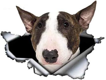 ROMOER (2-teilig) Autoaufkleber, 15 cm, Weißer Bullterrier, Autoaufkleber, Zerrissenes Metall, Reflektierende Aufkleber, Wasserdicht, Auto-Styling, Haustier-Hunde-Aufkleber von ROMOER