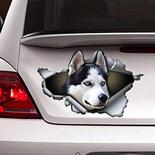 ROMOER 2 PCS Schwarz -weißer Husky -Auto -Aufkleber, Autodekoration, Autoaufkleber, Husky -Aufkleber von ROMOER