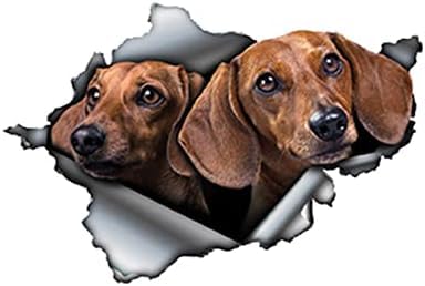 ROMOER Alanz 2pcs 13 cm X 8,6 cm 3D Hundewagen Aufkleber Zerrissene Metall -Aufkleber Reflexion Aufkleber wasserdichte Auto Styling Haustierhundabziehbilder von ROMOER