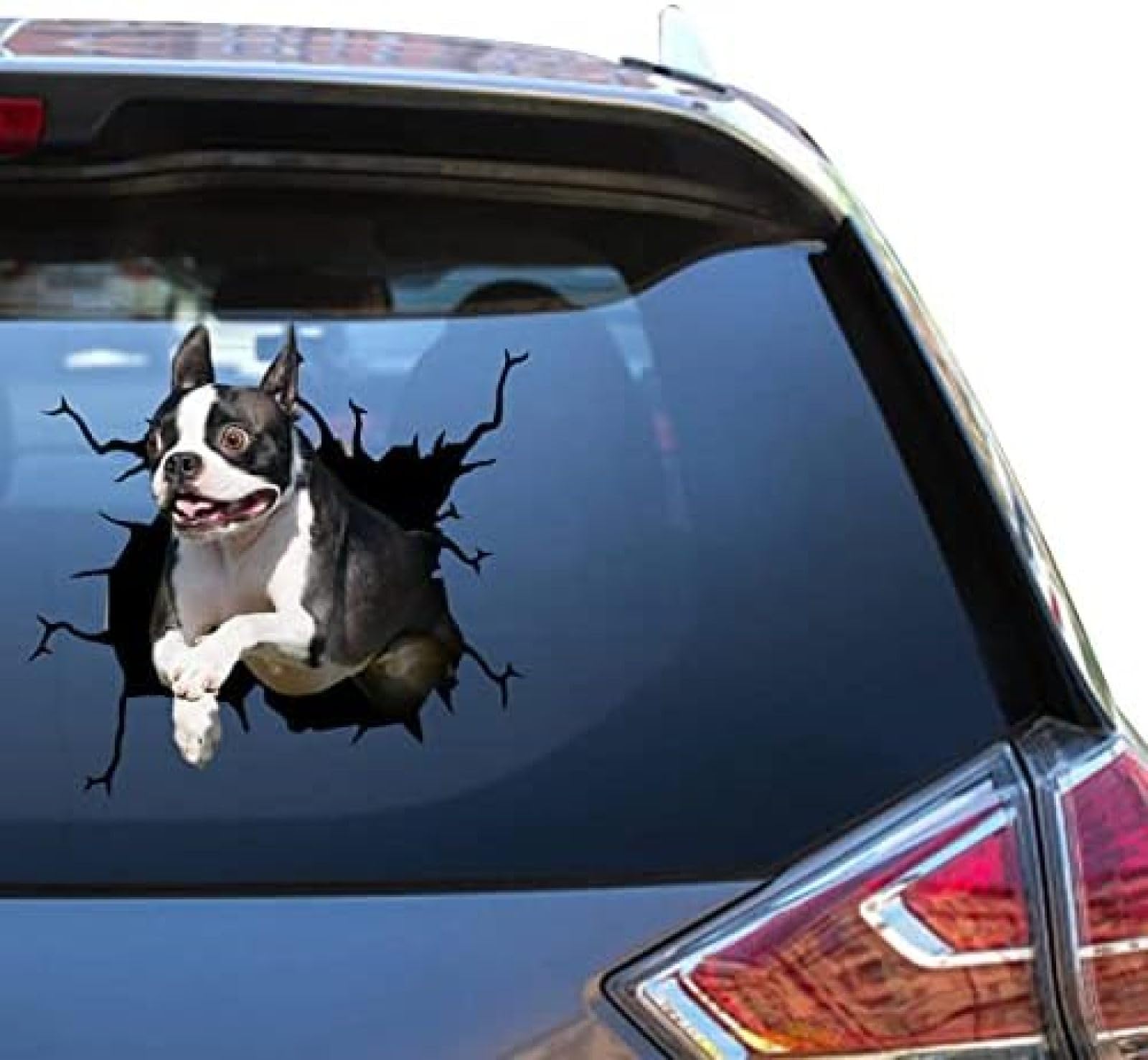 ROMOER Boston Terrier-Autoaufkleber, Boston Terrier-Aufkleber, Tasse, Lustige Vinal-Van-Sticker Für Mädchen, Stoßstangen-Fensteraufkleber von ROMOER