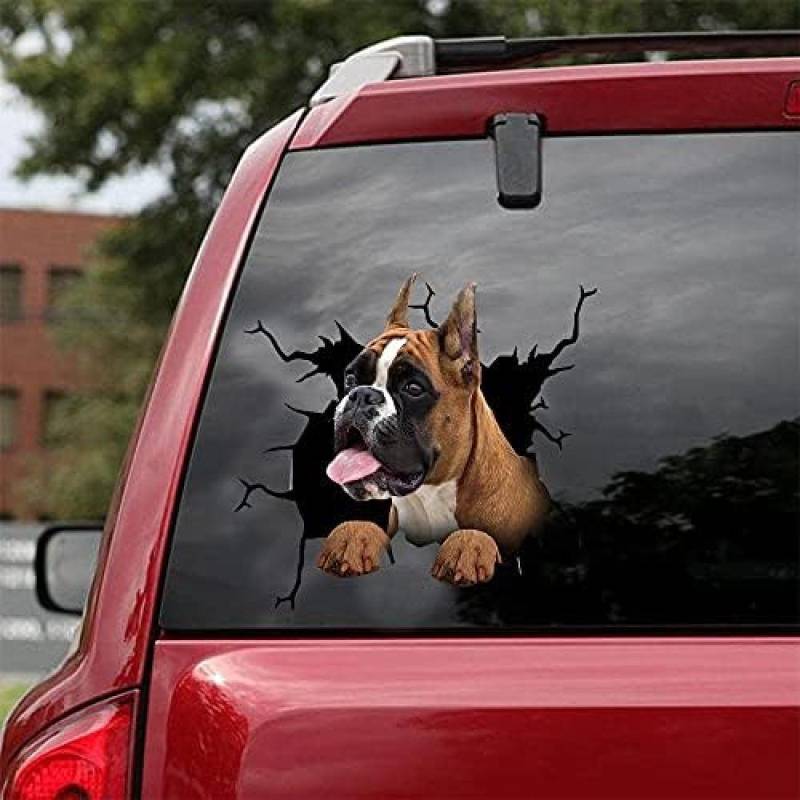 ROMOER Boxer-Autoaufkleber, Hunde-Autoaufkleber, 2 Stück – Realistische Boxer-Aufkleber Für Autofenster, Wände, Serie 106, Größe 20,3 X 20,3 cm von ROMOER