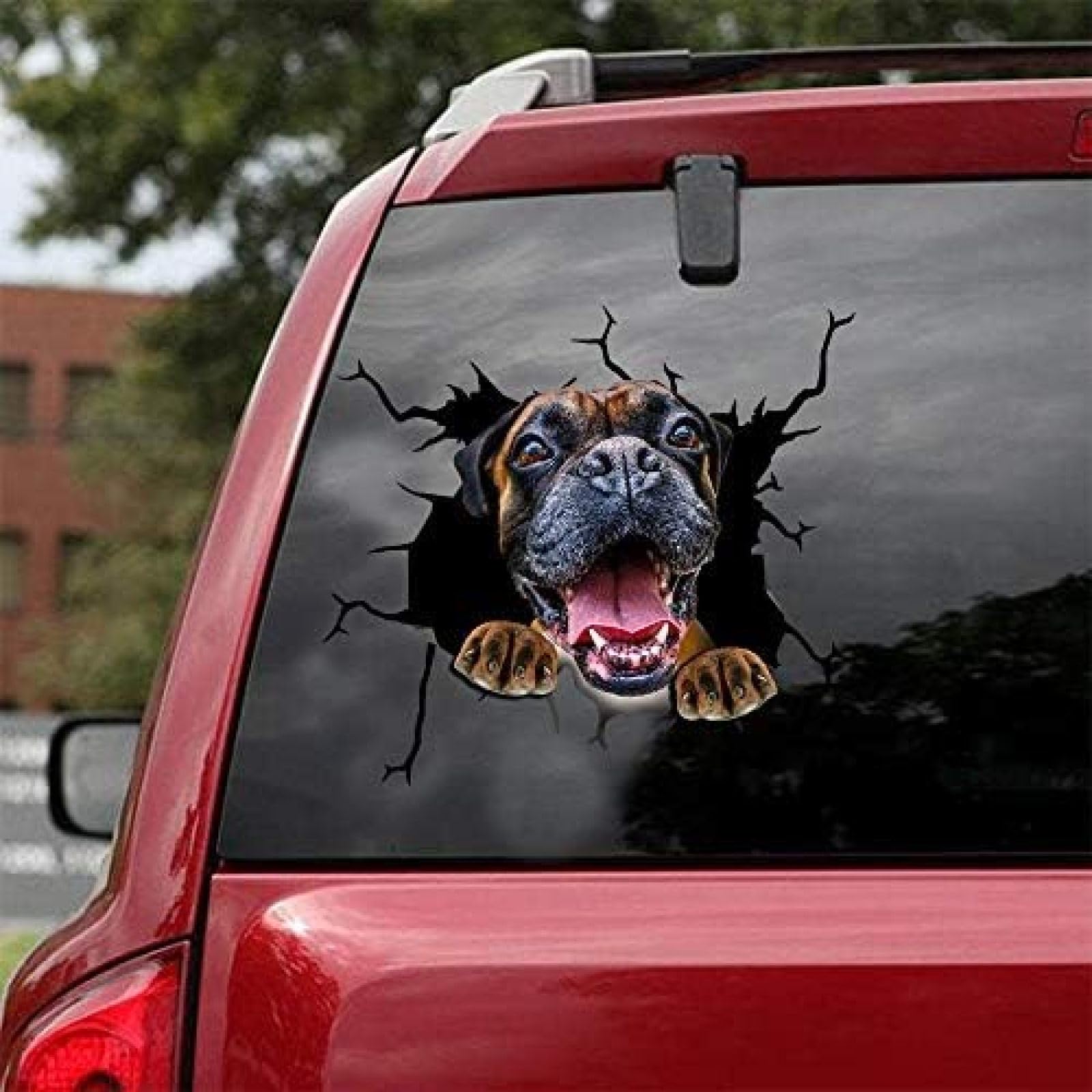 ROMOER Boxer-Autoaufkleber, Hunde-Autoaufkleber, 2 Stück – Realistische Boxer-Aufkleber Für Autofenster, Wände, Serie 43, Größe 30,5 X 30,5 cm von ROMOER