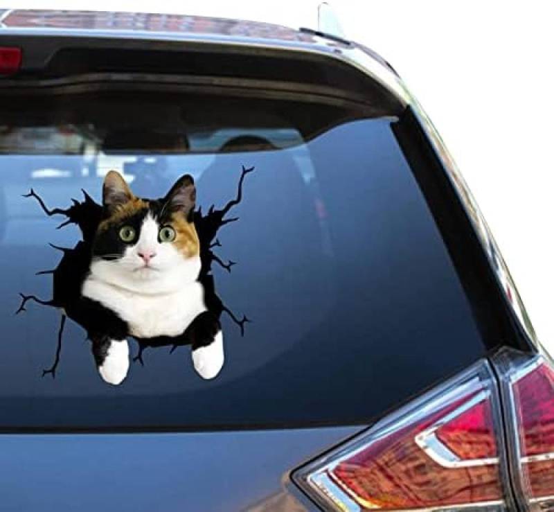 ROMOER Calico Cat Windschutzscheiben-Aufkleber, Vinyl-Katzenaufkleber, Calico Cat-Vinyl-Aufkleber, Vinyl-Autoaufkleber Für Mütter, Niedliche, Kühlere Fenstersticker von ROMOER