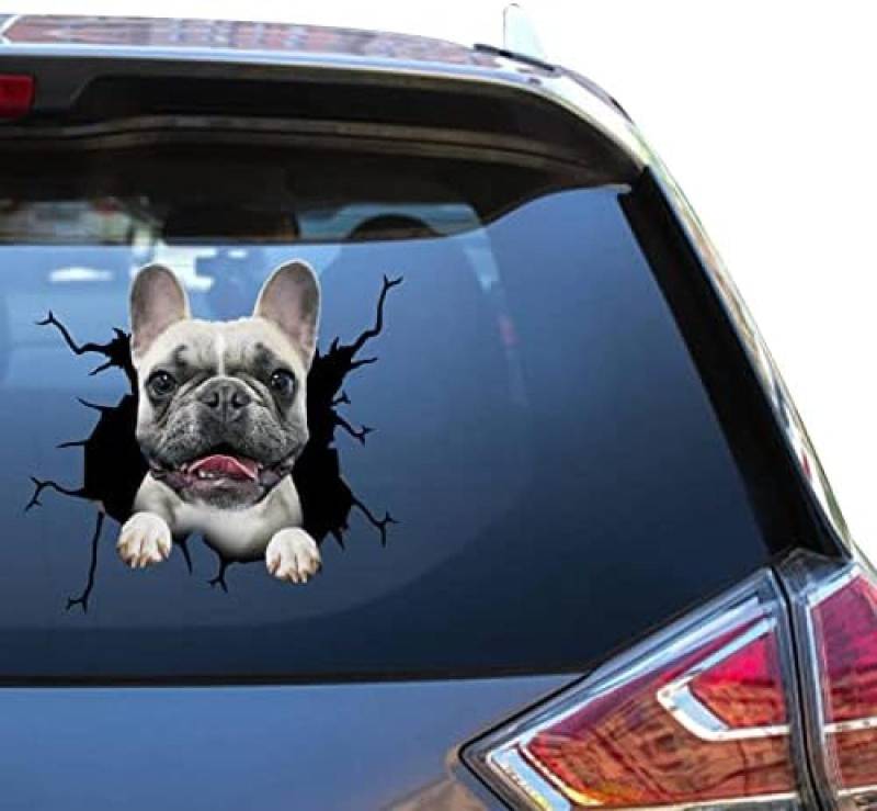 ROMOER Frenchie-Hundeaufkleber, Frenchie-Autoaufkleber, 3D-Glasaufkleber Für Kerle, Vinyl-Außenaufkleber von ROMOER