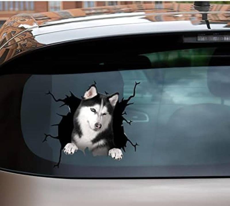 ROMOER Husky-Autoaufkleber, Sibirischer Husky, Geschenke Für Mädchen, Lustige Witze, Vinal Auto-Aufkleber Für Mama, Süßer 3D-Aufkleber von ROMOER