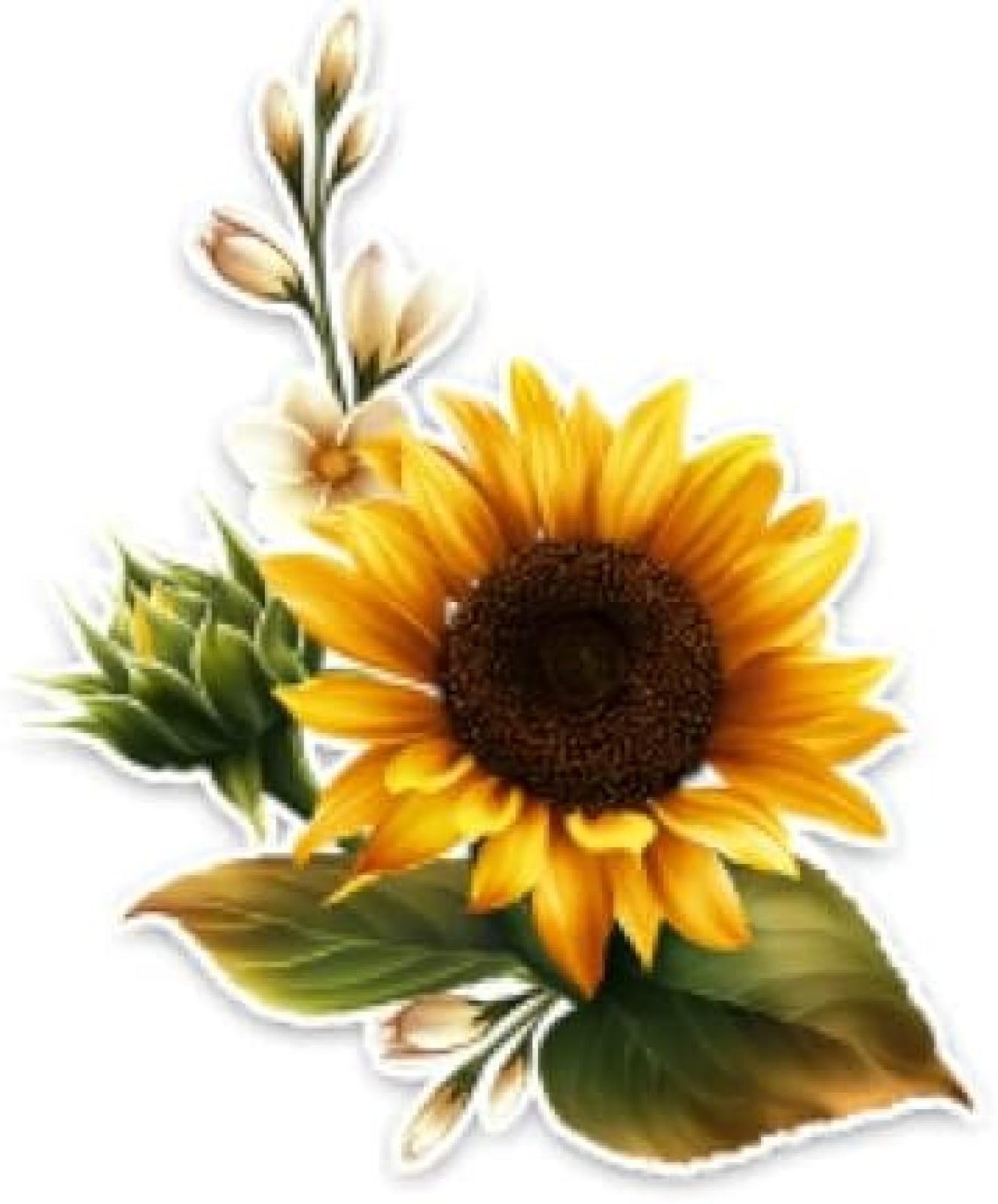 ROMOER Lustiger Sonnenblumen-Dekor, Personalisierter Farbiger Autoaufkleber, Autos, Motorräder, Außenzubehör, PVC-Aufkleber, 15 cm X 12,5 cm, Autoaufkleber, Autoaufkleber von ROMOER