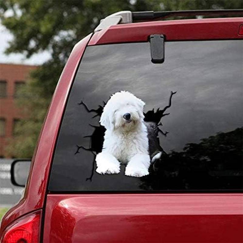 ROMOER Old English Sheepdog Autoaufkleber, Wandaufkleber, 2 Stück – Realistische Autoaufkleber, Designserie 35, Größe 25,4 X 25,4 cm von ROMOER