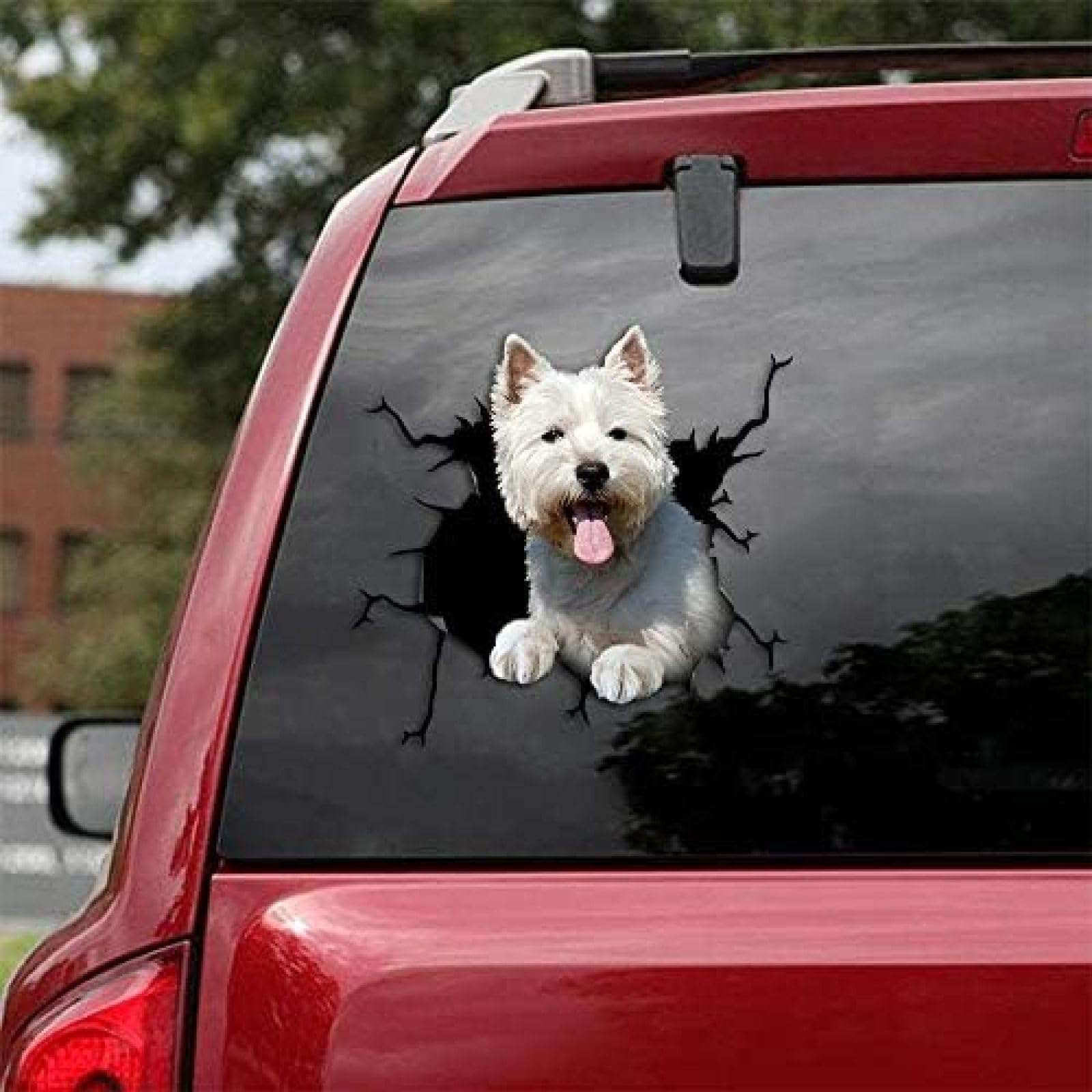 ROMOER Westie-Autoaufkleber, Hunde-Autoaufkleber, 2 Stück – Realistische West Highland White Terrier-Aufkleber Für Autofenster, Wände, Serie 84, Größe 20,3 X 20,3 cm von ROMOER