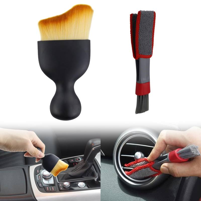 RONGWANGFU Auto Detailing Bürsten, 2pcs Detailing Pinsel Auto Sauber Machen Innenraum Auto Pinsel Reinigung Innenraum Autoreinigung Innen Auto Reinigung Pinsel Set Zum Reinigen des Armaturensitzes von RONGWANGFU