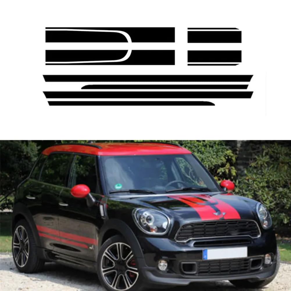 Auto Dual Racing Stripes Motorhaube Kofferraum Aufkleber, für Mini Cooper Vinyl Aufkleber von RONHCBDF