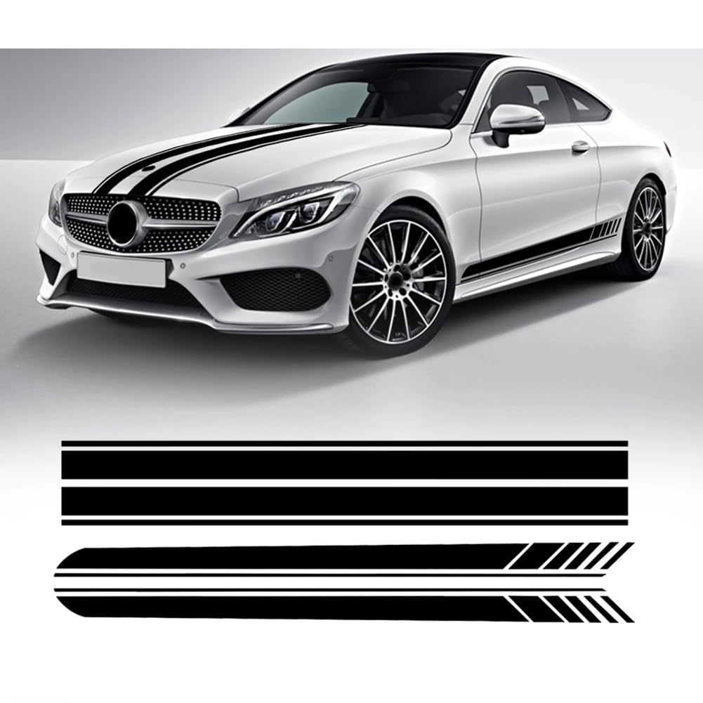 Auto Motorhaube Motorhaube Streifen Aufkleber Seitenstreifen Rock Aufkleber, für Mercedes Benz A C E GLA CLA CLS GLC Klasse AMG A45 W205 C63 W177 von RONHCBDF