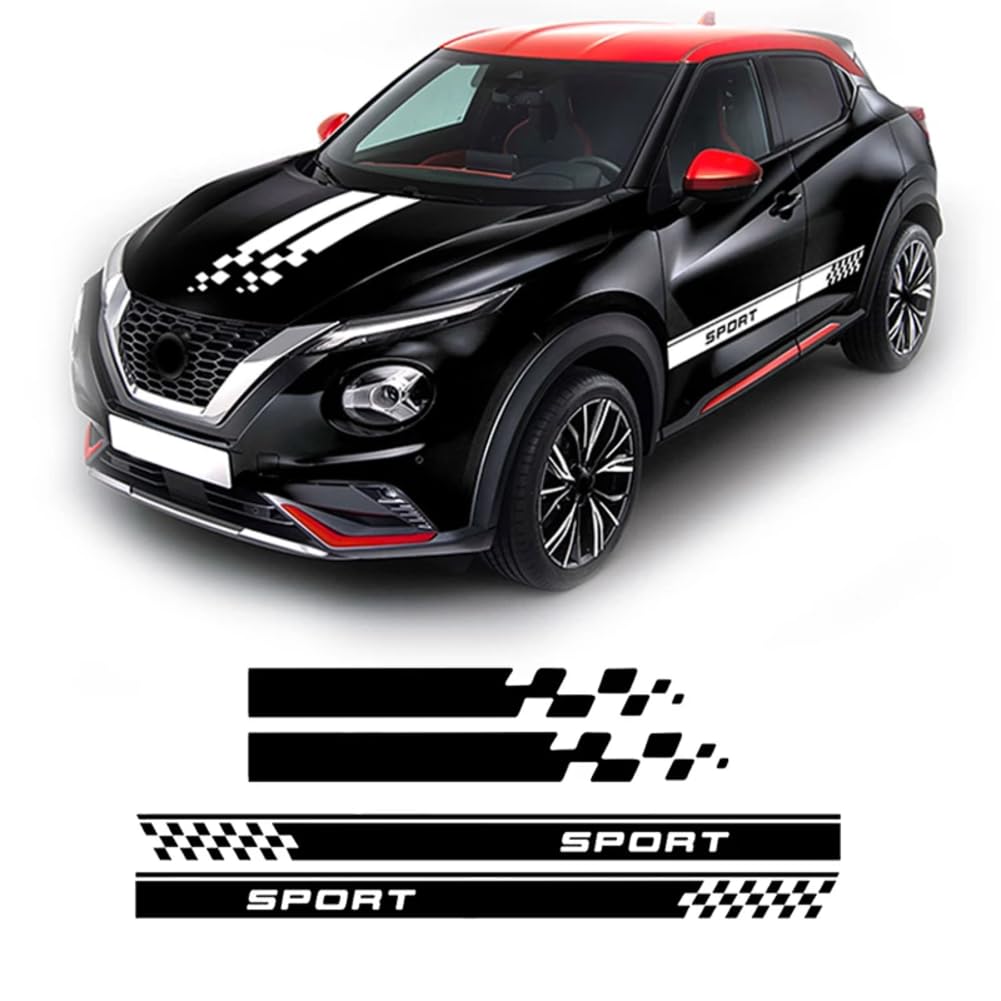 Auto Motorhaube Vinyl Aufkleber Motorabdeckung Tür Seitenstreifen Rock Aufkleber, für Nissan Juke Nismo Sport F15 F16 Zubehör von RONHCBDF