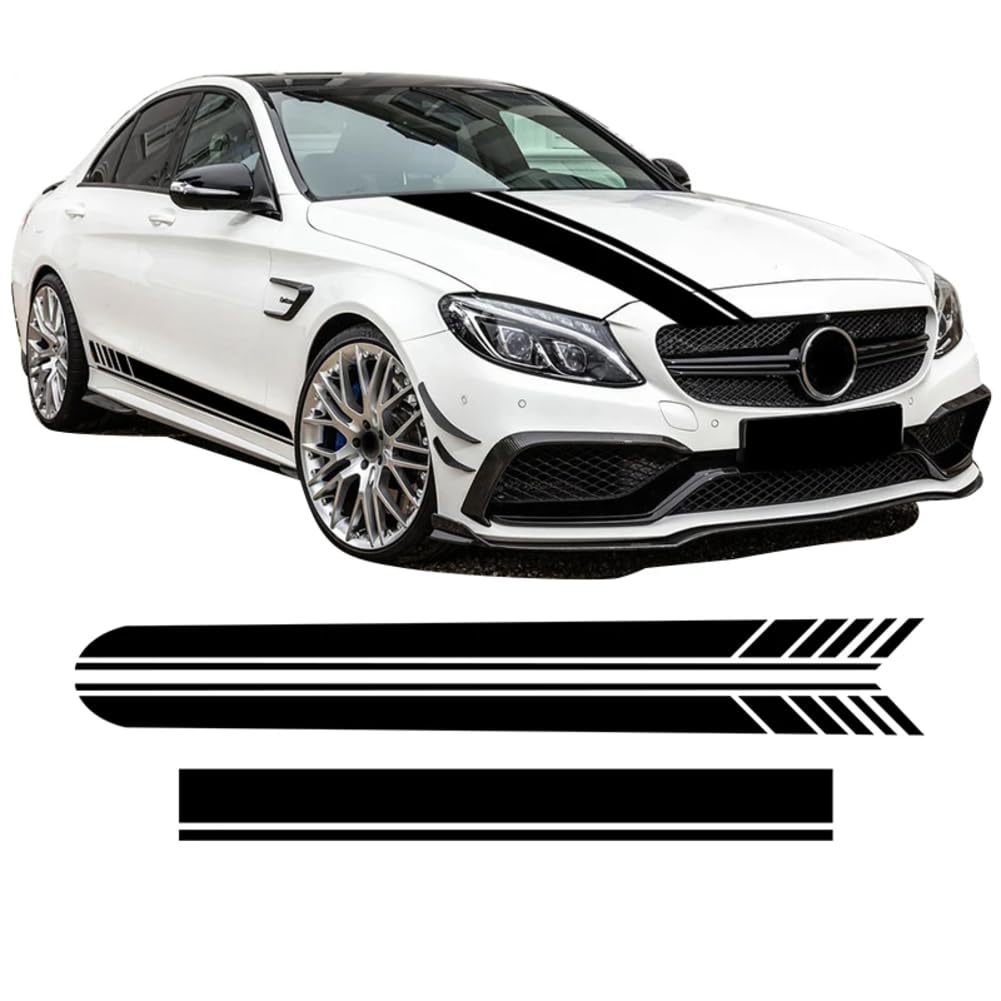 Car Hood Decal Side Stripes Skirt Sticker,for Mercedes Benz C Class W205 C63 C43 A205 C205 S205 C180 200 250 300 von RONHCBDF