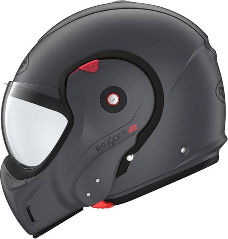 ROOF Helm Boxxer 2 Graphite Größe M | | Helmen | Quick Release ratelsluiting | Kunststoff | geeignet für Mofa, Moped, Motorrad, Roller von ROOF