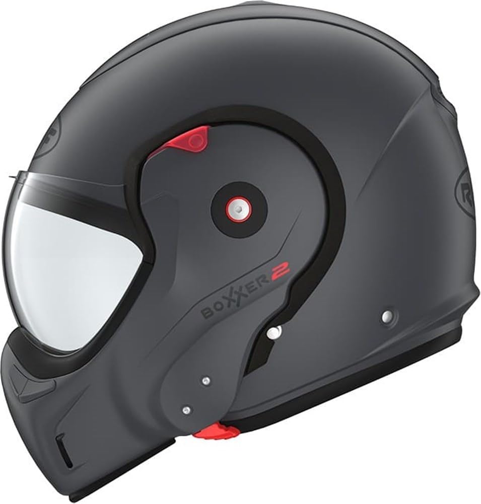 ROOF Helm Boxxer 2 Graphite Größe XXL | | Helmen | Quick Release ratelsluiting | Kunststoff | geeignet für Mofa, Moped, Motorrad, Roller von ROOF